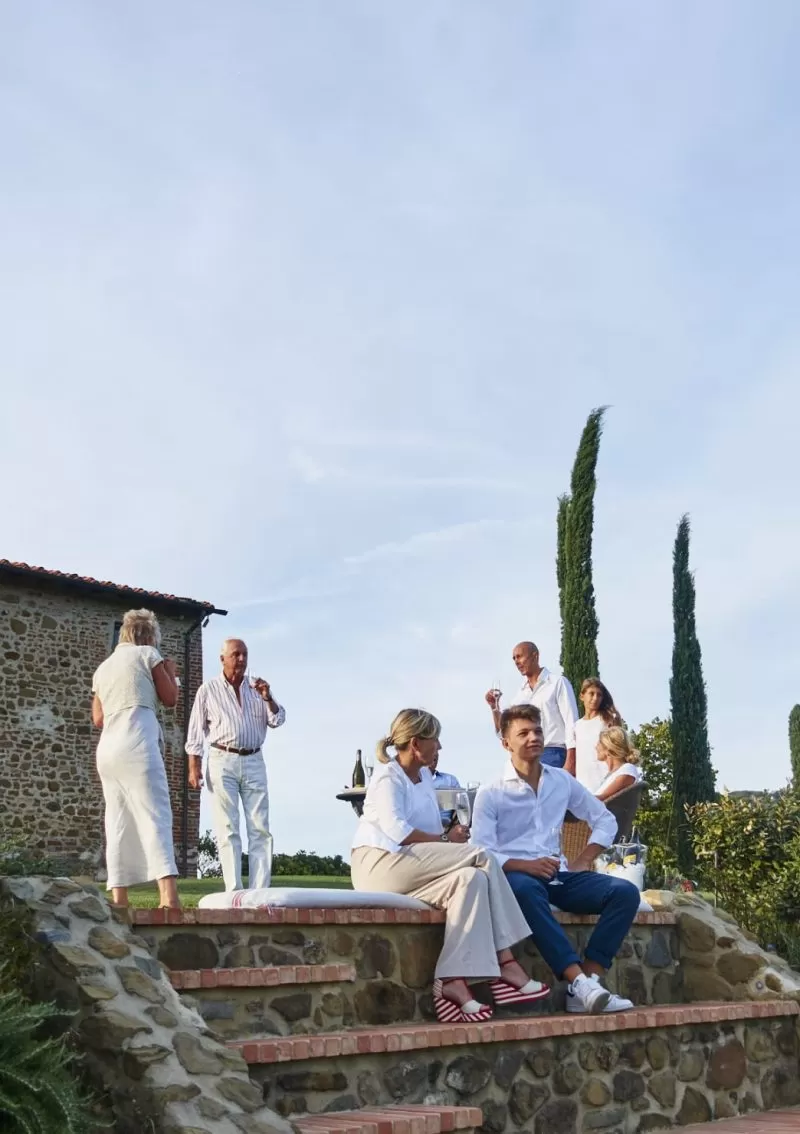 sitting on the steps