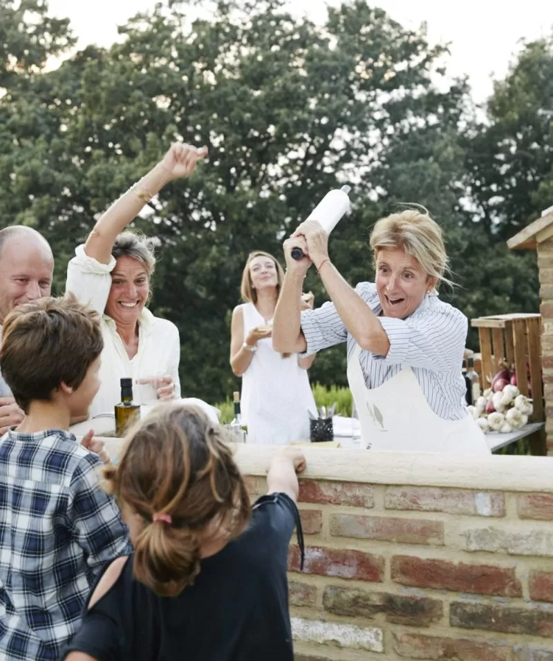 fun at the outdoor kitchen